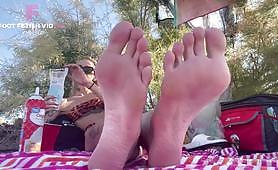 Strawberrysoles slender toes and soles having a nice time with a picnic
